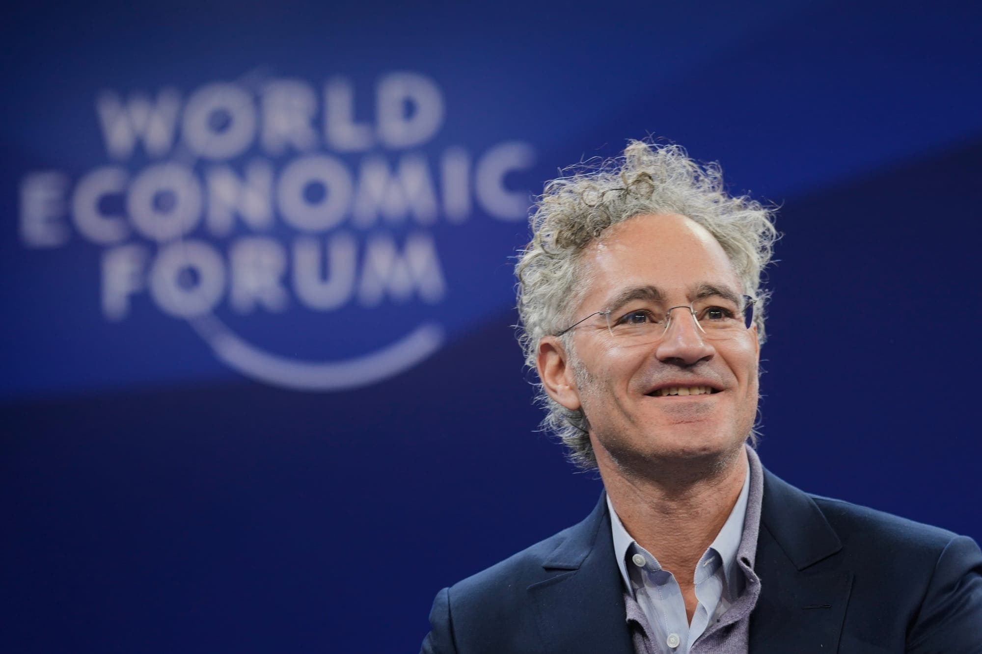 Alex Karp, CEO of the software firm Palantir Technologies speaks during the Annual Meeting of the World Economic Forum in Davos, Switzerland, Tuesday, Jan. 20, 2026.